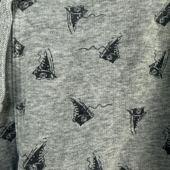 Converse All Star Men Grey Jogger Pants Drawstring Medium Black Graphic Print - Picture 2 of 8